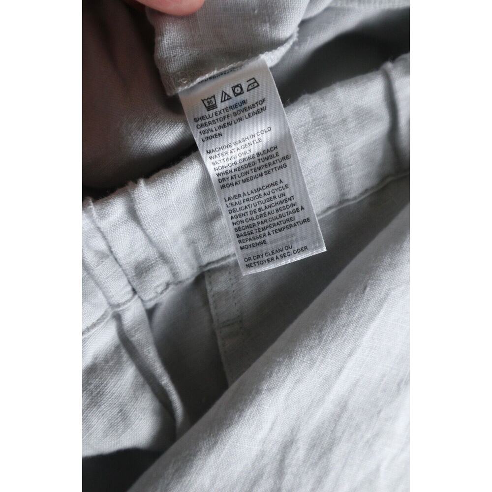 Pure Navy Brand Size M Woven Linen Pants Pull On Slim Leg Drawstring Light Gray - Picture 11 of 11